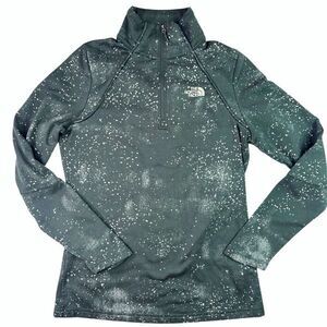The North Face Green Galaxy Print 1/4 Zip Pullover Women Size Medium Star Hiking